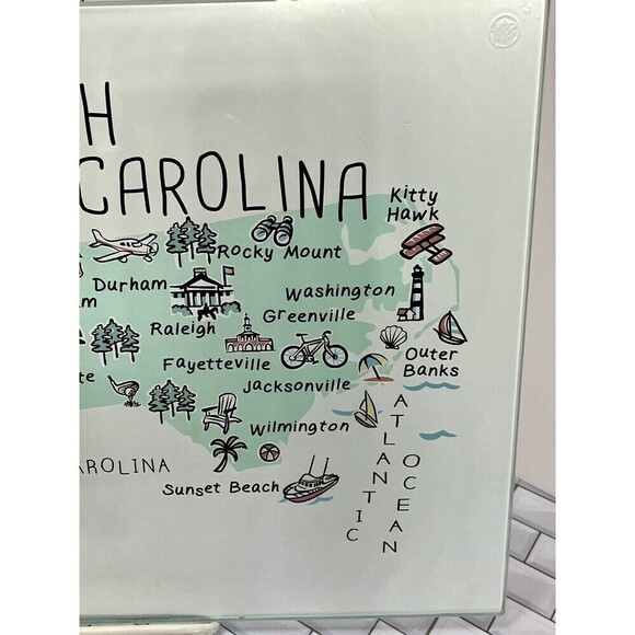 North Carolina Map Art Cutting Board Glass Charcuterie Board Party *Tiny Flaw - Picture 5 of 10